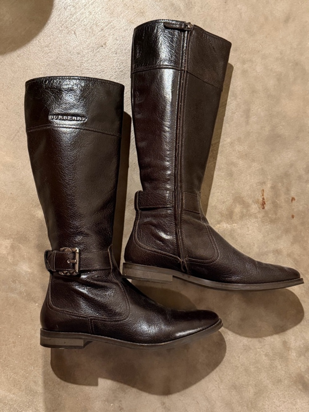 Burberry Dark Brown Leather Riding Boots